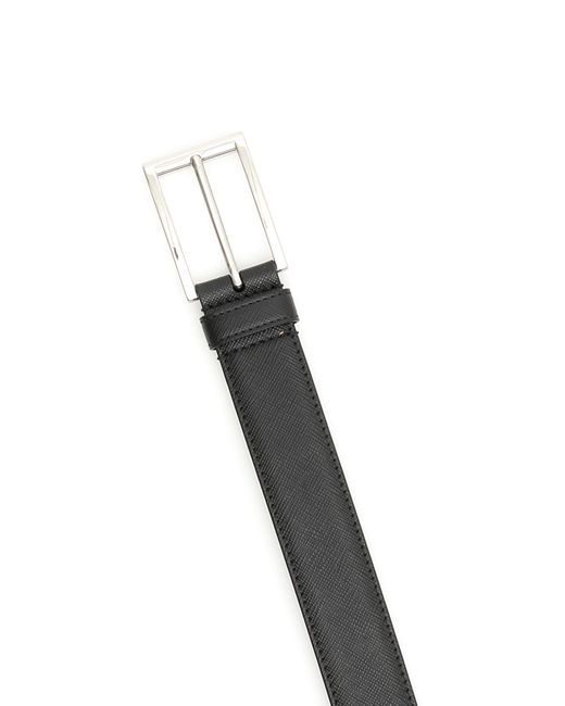 Prada Black Saffiano Buckle Belt for men