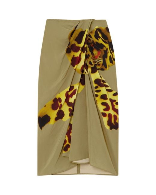 Dries Van Noten Yellow Draped Flared Skirt