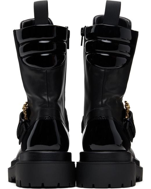 Versace Jeans Black Couture Buckled Lace-Up Boots