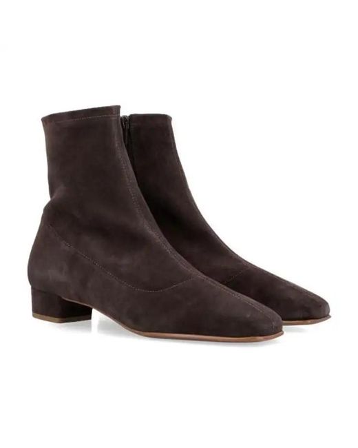 By Far Brown Este Square-Toe Ankle Boots