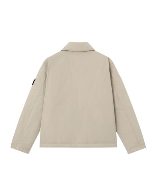 Stone Island Natural Quilted Button-Up Jacket for men