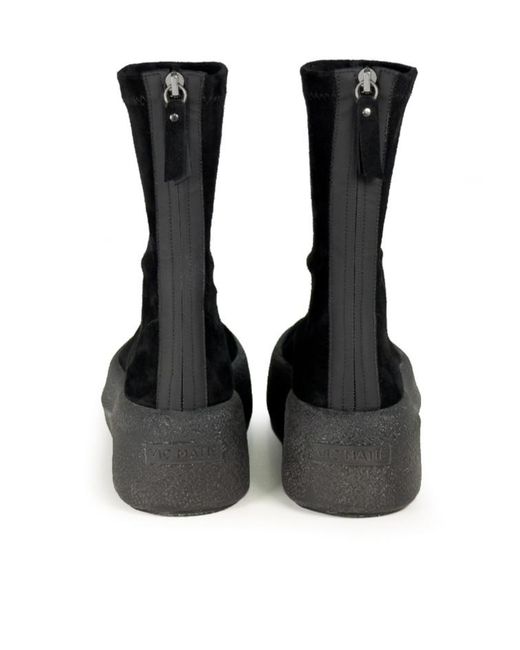 Vic Matié Black Stretch Platform Ankle Boots