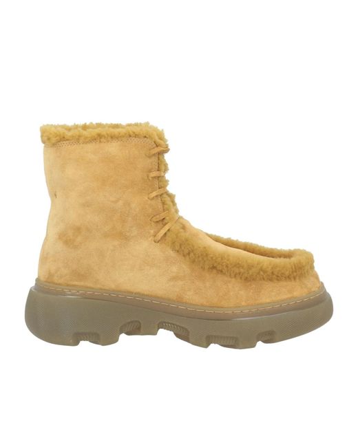 Burberry Natural Suede Platform Ankle Boots