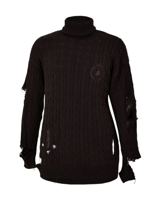 Balenciaga Black Distressed Crest Jumper for men