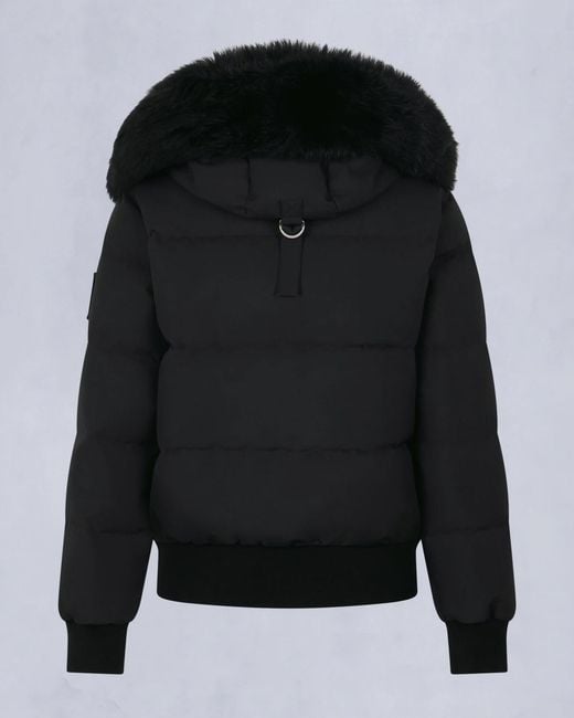 Moose Knuckles Black Cloud Shearling Bomber Jacket