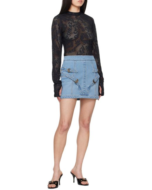 Versace Blue Jeans Couture Buckle Detail Mini Skirt
