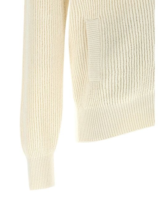 Brunello Cucinelli White Zip Cardigan for men