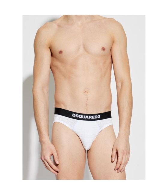 DSquared² White Logo Briefs for men