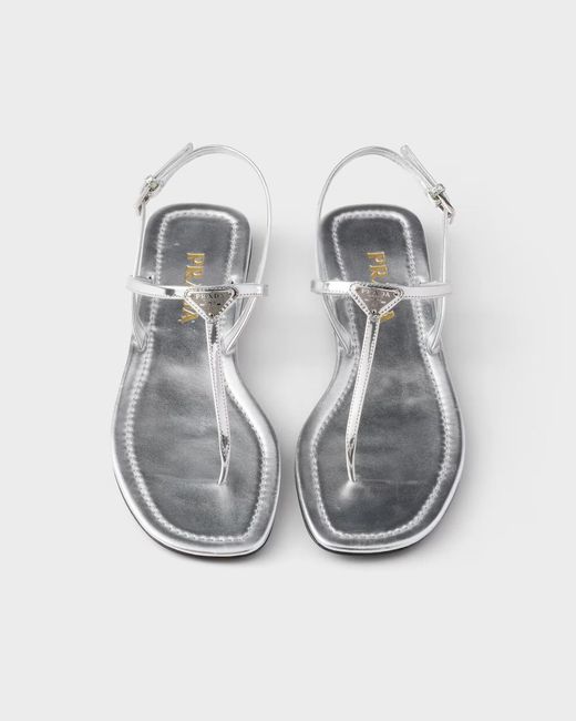 Prada White Strappy Thong Flat Sandals
