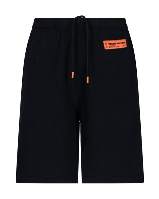 Heron Preston Black Logo Patch Bermuda Shorts for men