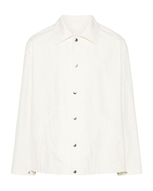 Jil Sander White Logo Printed Button-Up Jacket for men
