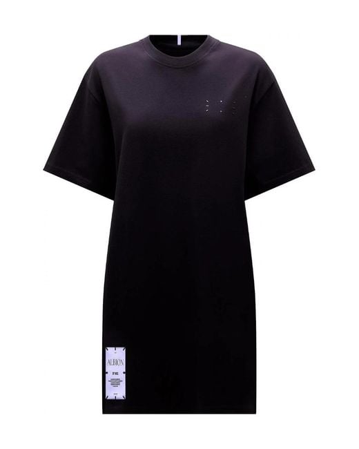 McQ Alexander McQueen Black Round-Collar Short-Sleeve Dress