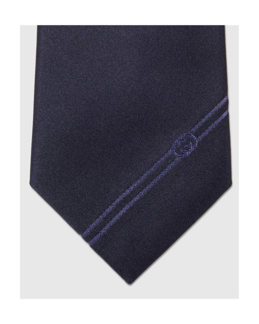 Gucci Blue Silk Tie With Interlocking G for men