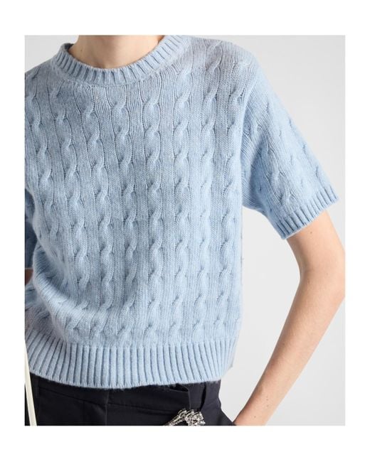 Prada Blue Cashmere Cable-Knit Sweater