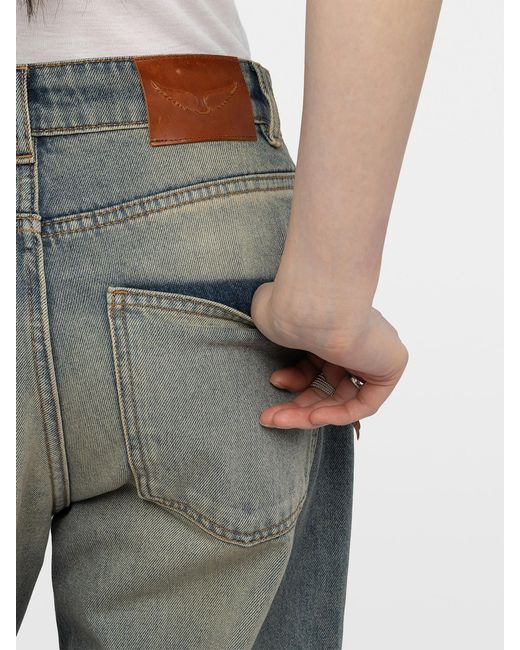 Zadig & Voltaire Gray Frayed Denim Jeans