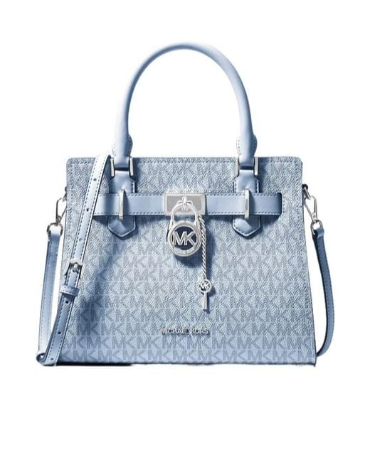 Michael Kors Blue Hamilton Small Signature Logo Satchel