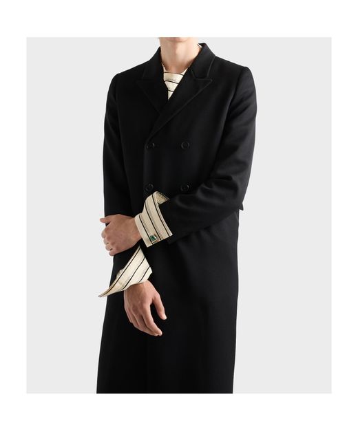 Prada Black Double-Breasted Wool Coat for men