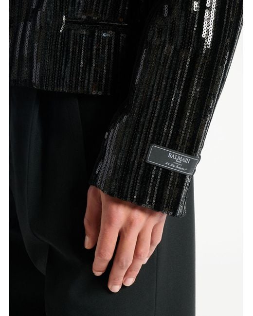 Balmain Black Striped Sequin Blazer for men