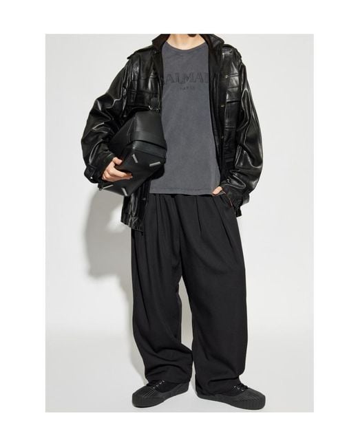 Balmain Multiple-Pocket Leather Jacket in Black for Men | Lyst