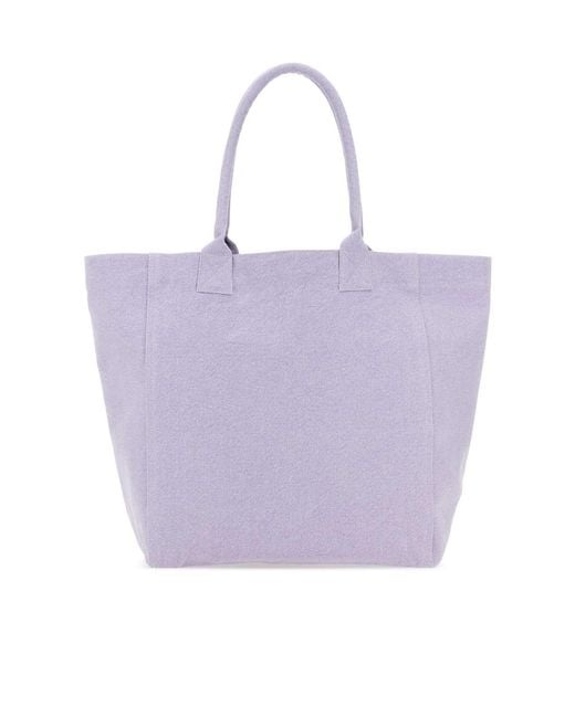 Isabel Marant Purple Yenky Logo Embroidered Tote Bag