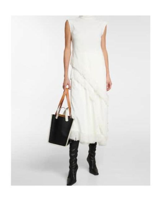 Proenza Schouler White Fringe-Trimmed Crêpe Top
