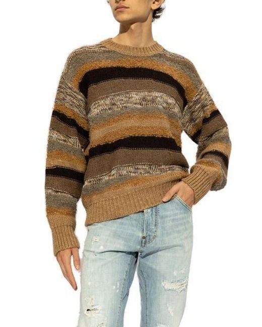 DSquared² Brown Striped Pattern Knitted Jumper for men