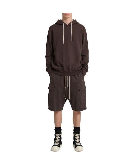 Rick Owens Brown Oversized Hooded Cotton Sweatshirt for men