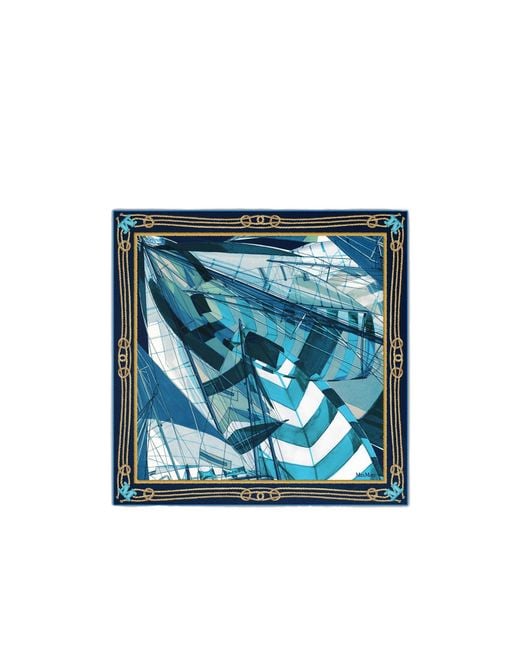 Max Mara Blue Printed Silk Foulard