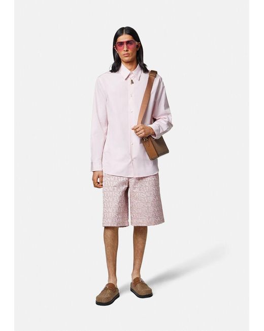 Versace Pink Allover-Jacquard High-Waist Bermuda Shorts for men