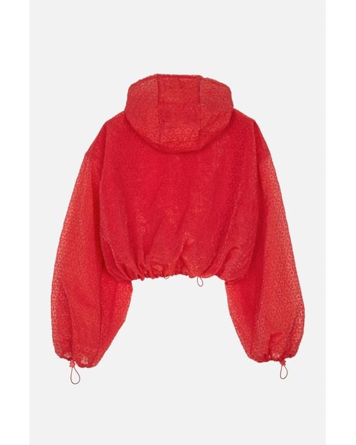 CECILIE BAHNSEN Red Cropped Hooded Coat