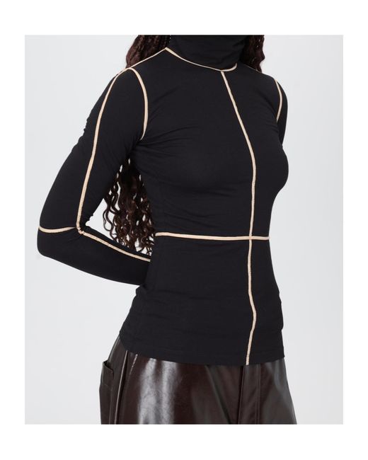 MM6 by Maison Margiela Black Contrast Stitch Knitted Jumper