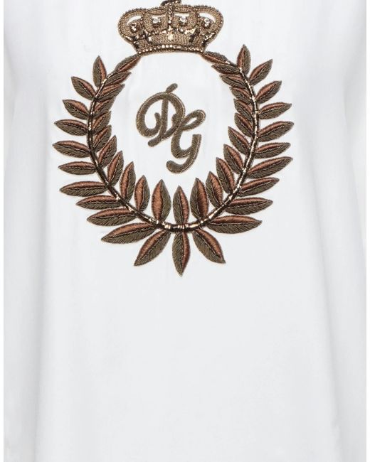 Dolce & Gabbana White Solid-Colored Short-Sleeved Top