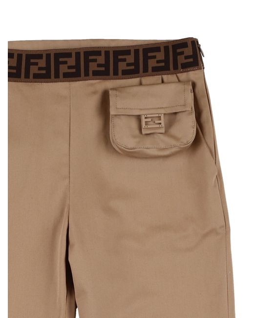 Fendi Natural Ff-Patterned Tapered Trousers
