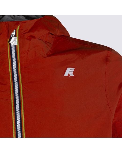 K-Way Red Zip-Up Hooded Jacket for men