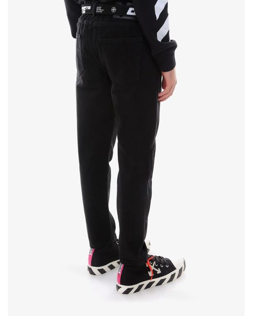 Off-White c/o Virgil Abloh Black Industrial Belted Tapered Jeans for men