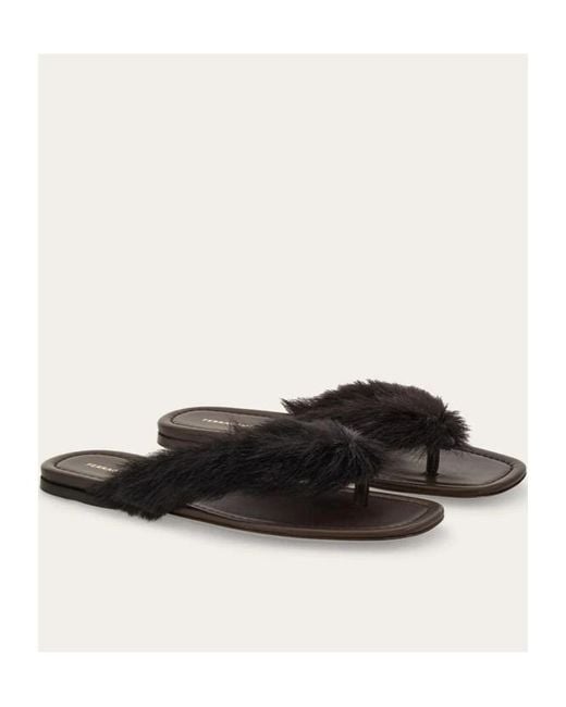 Ferragamo Multicolor Ferragamo Fur Detail Thong Sandals