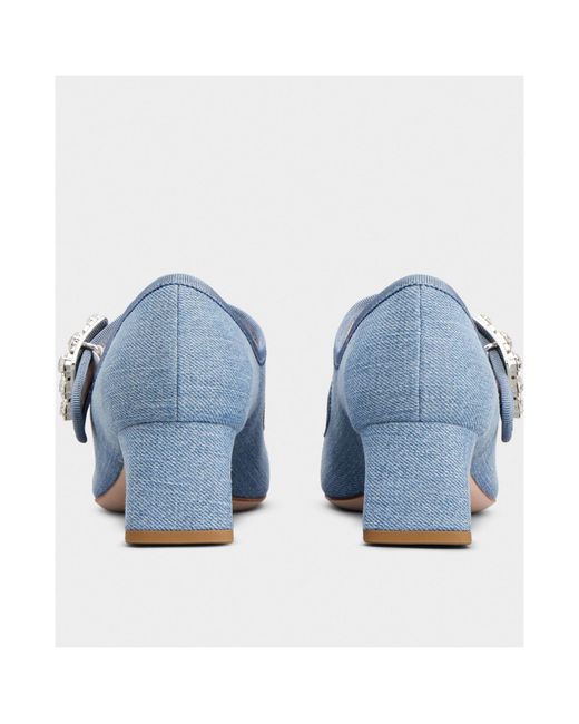 Roger Vivier Blue Très Vivier Strass Buckle Babies Pumps