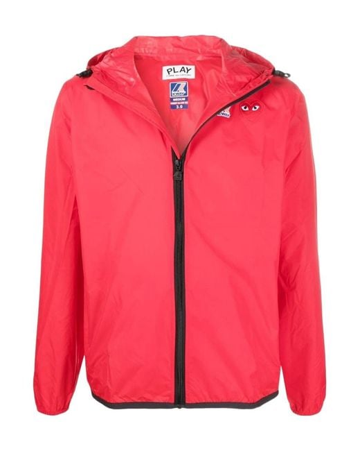 COMME DES GARÇONS PLAY Pink Comme Des Garçons Play X K-Way Logo Patch Zip-Up Jacket for men