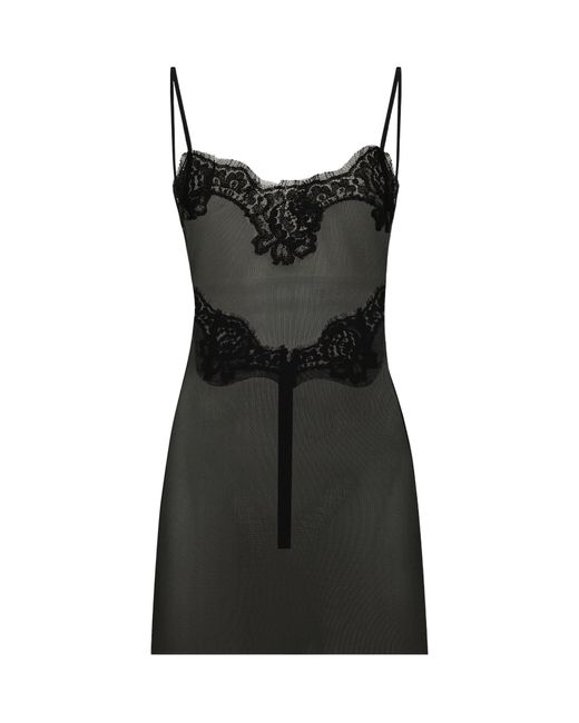 Dolce & Gabbana Black Tulle Top With Lace Details