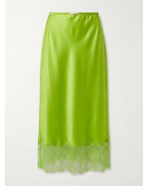 Gucci Green Floral Lace Twill Skirt