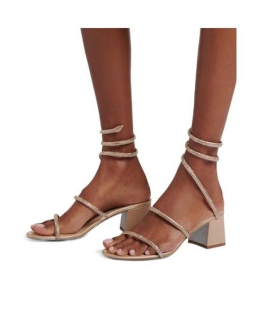 Rene Caovilla Metallic Satin Crystal Sandals