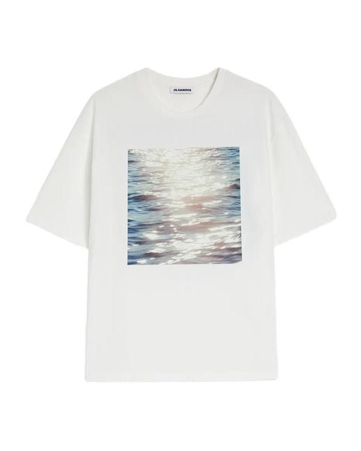 Jil Sander White Wanderlust Project Image Printed Crew-Neck T-Shirt for men