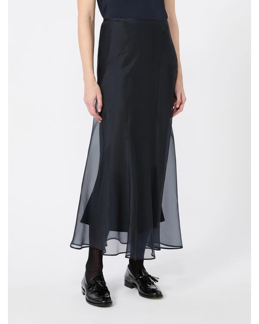 Max Mara Black Eastrale Sheer Silk Skirt