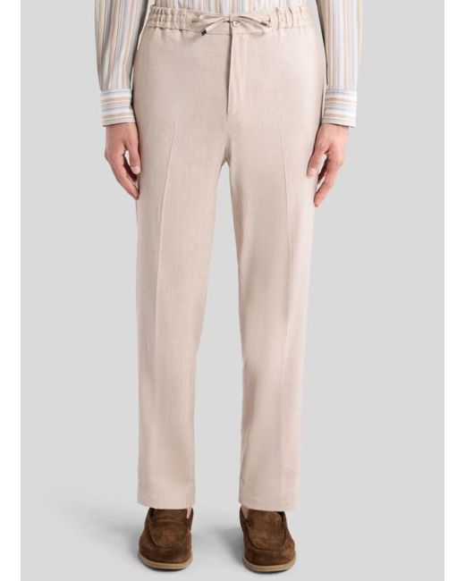 Etro Gray Drawstring Straight-Leg Trousers for men