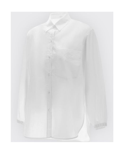 Herno White Logo Embroidered Long-Sleeved Shirt