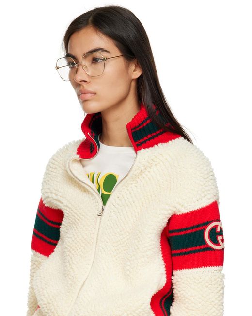 Gucci White Eyewear Geometric Frame Glasses