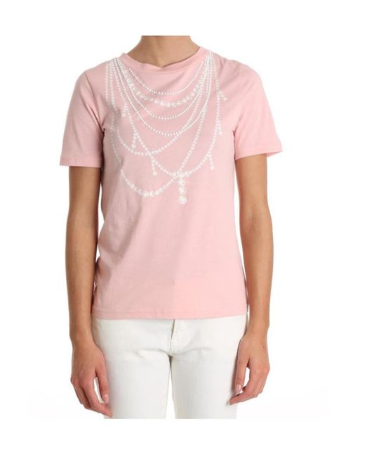 Moschino Pink T-Shirt With Round Neck And Short Sleeves