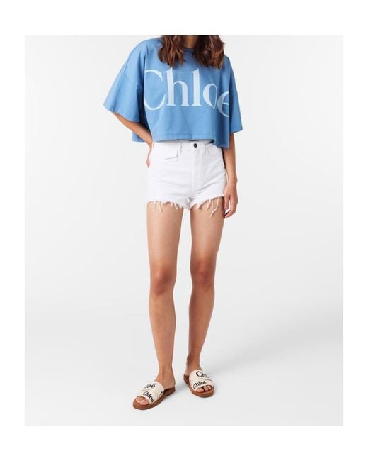 Chloé White Logo Slippers