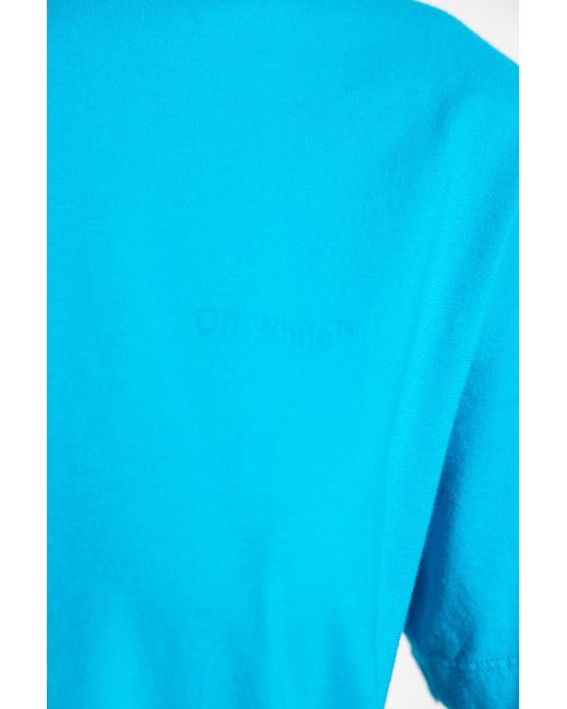 Off-White c/o Virgil Abloh Blue Diagonal Striped Crewneck T-Shirt