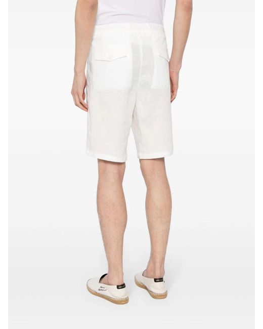 Eleventy White Linen Bermuda Shorts for men
